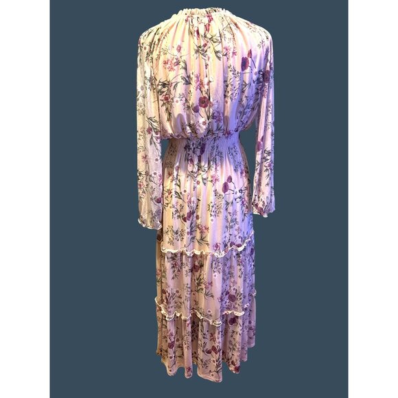 Kate & Lily Floral Maxi Dress Tiered 14W Cottage Prairy Core Romantic Chiffon - Picture 2 of 8